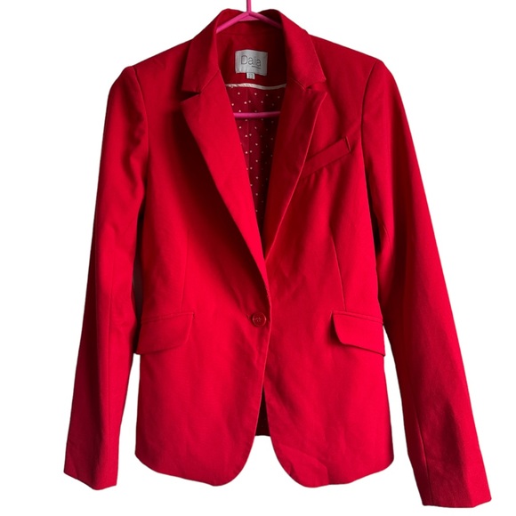 Dalia Jackets & Blazers - DALIA Womens XS Red Single Breasted Heart Print Lining Blazer BNWOT